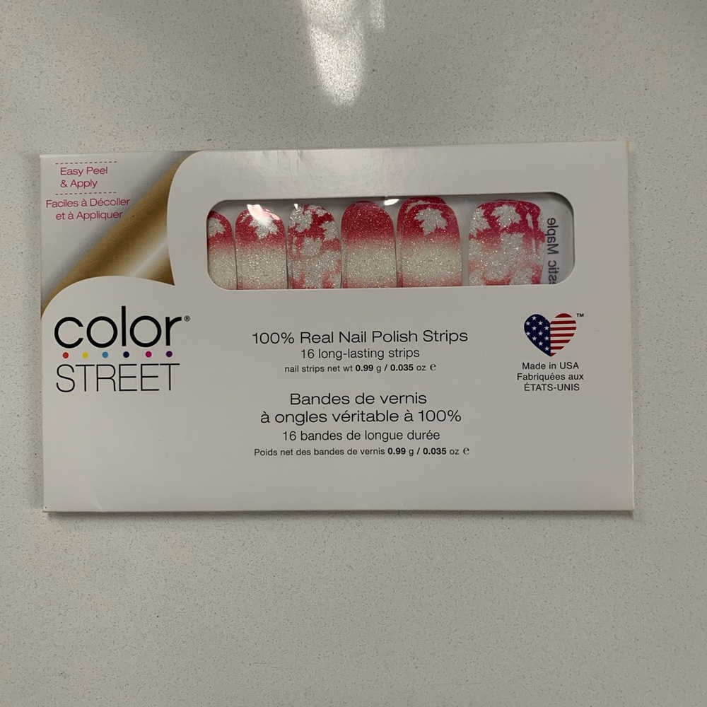 3/$10 Color Street Red & White Canadian Maple Nail Polish Strips. Canada Day eh!